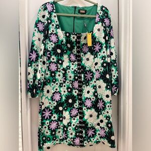 Floral Dress with Green and Purple Accents dress